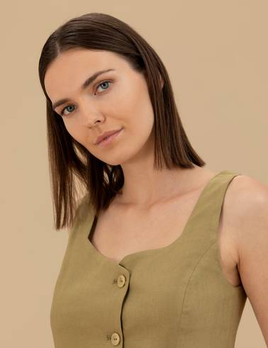 Yeşil Crop Top Bluz
