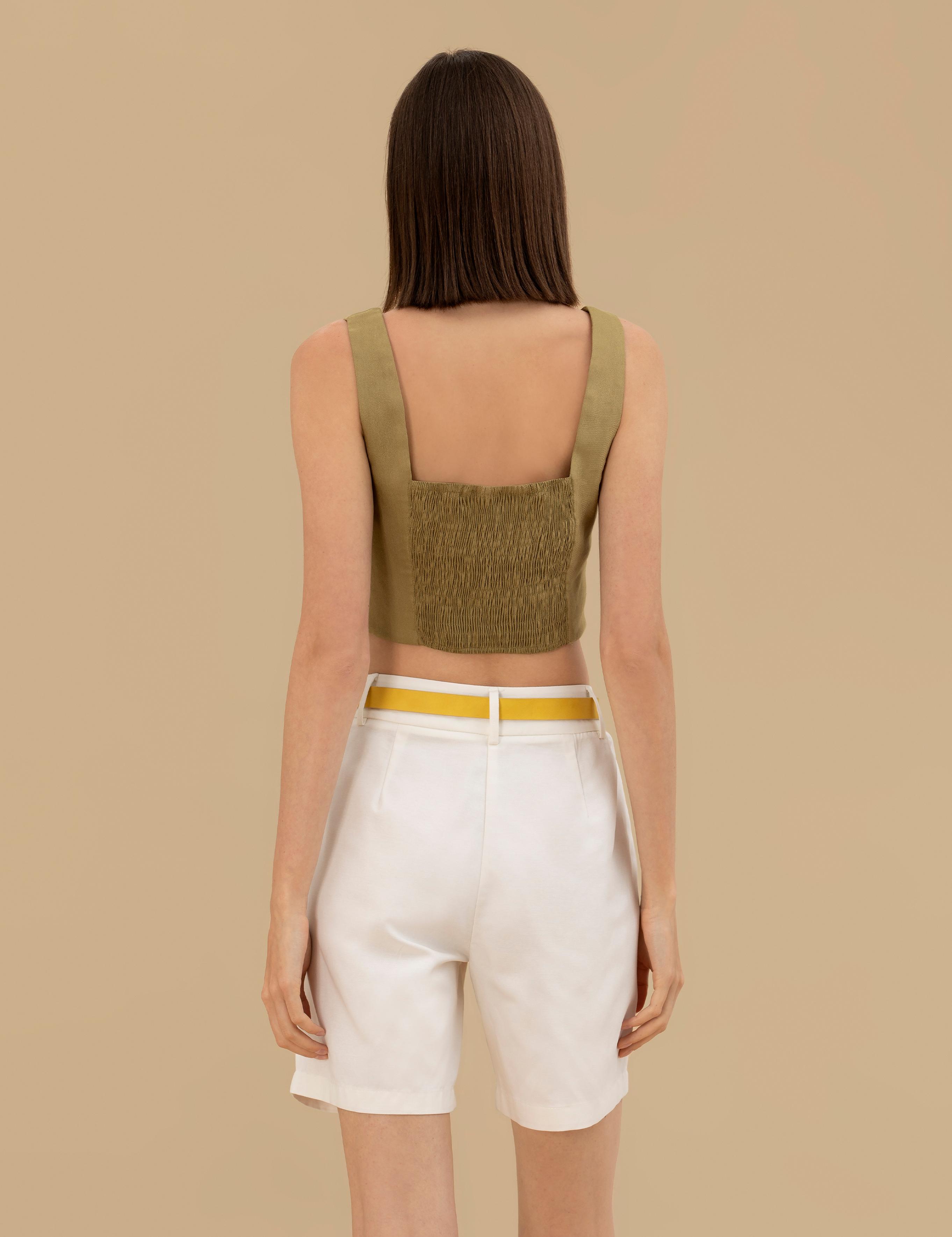 Yeşil Crop Top Bluz