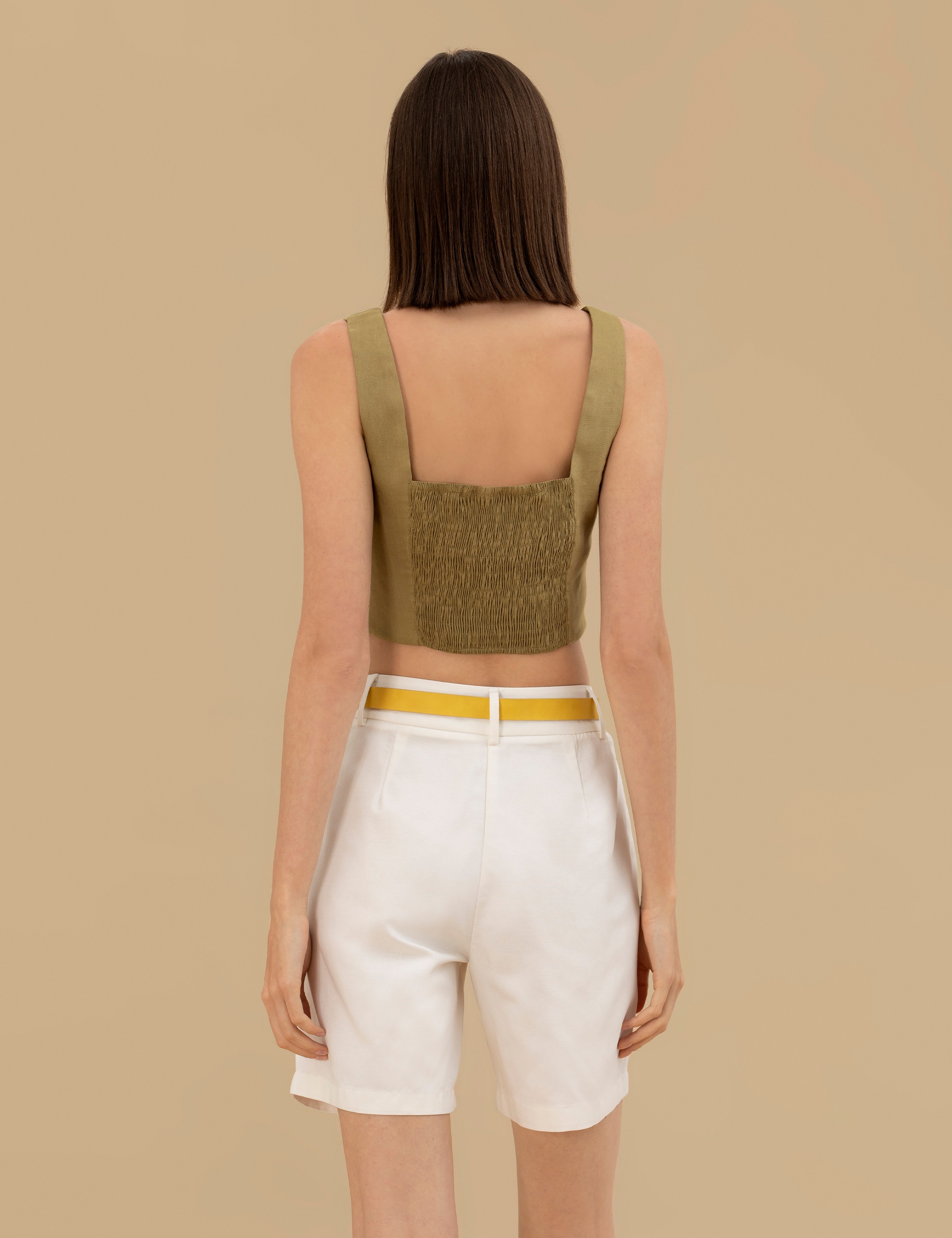 Yeşil Crop Top Bluz