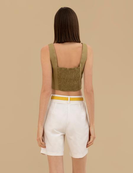 Yeşil Crop Top Bluz - 50263098026