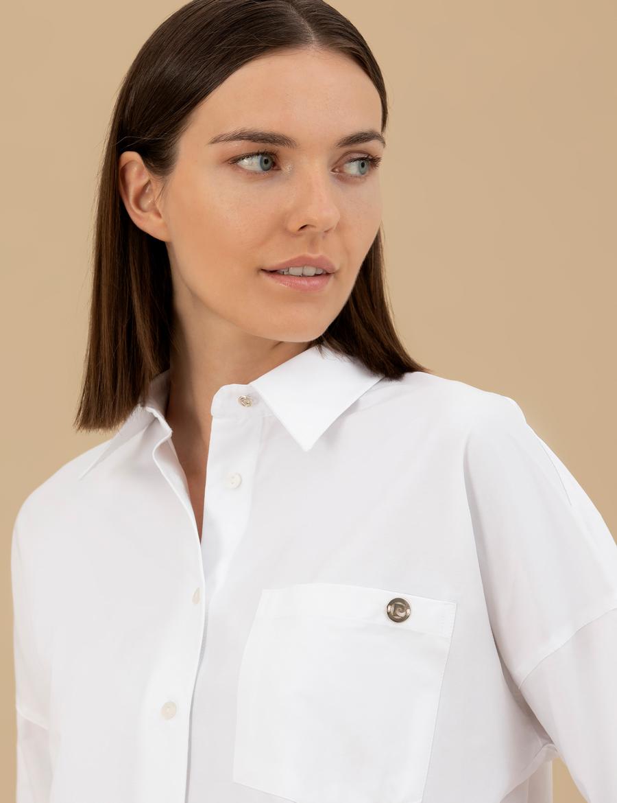 Beyaz Oversize Uzun Kollu Gömlek