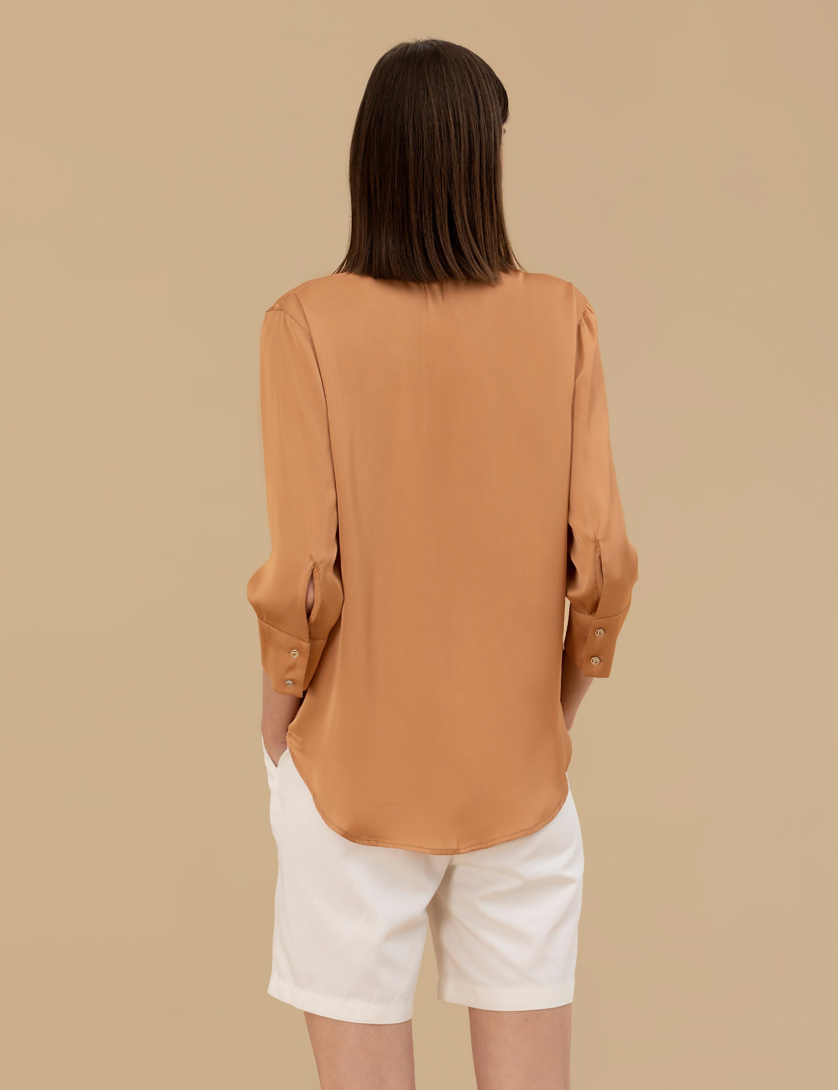 Kahverengi Comfort Fit Saten Gömlek