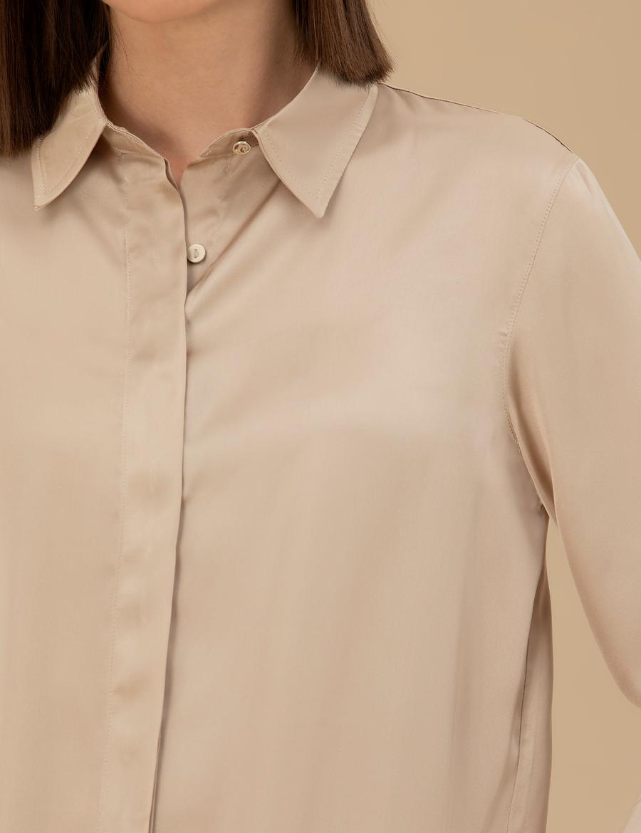 Kum Comfort Fit Saten Gömlek