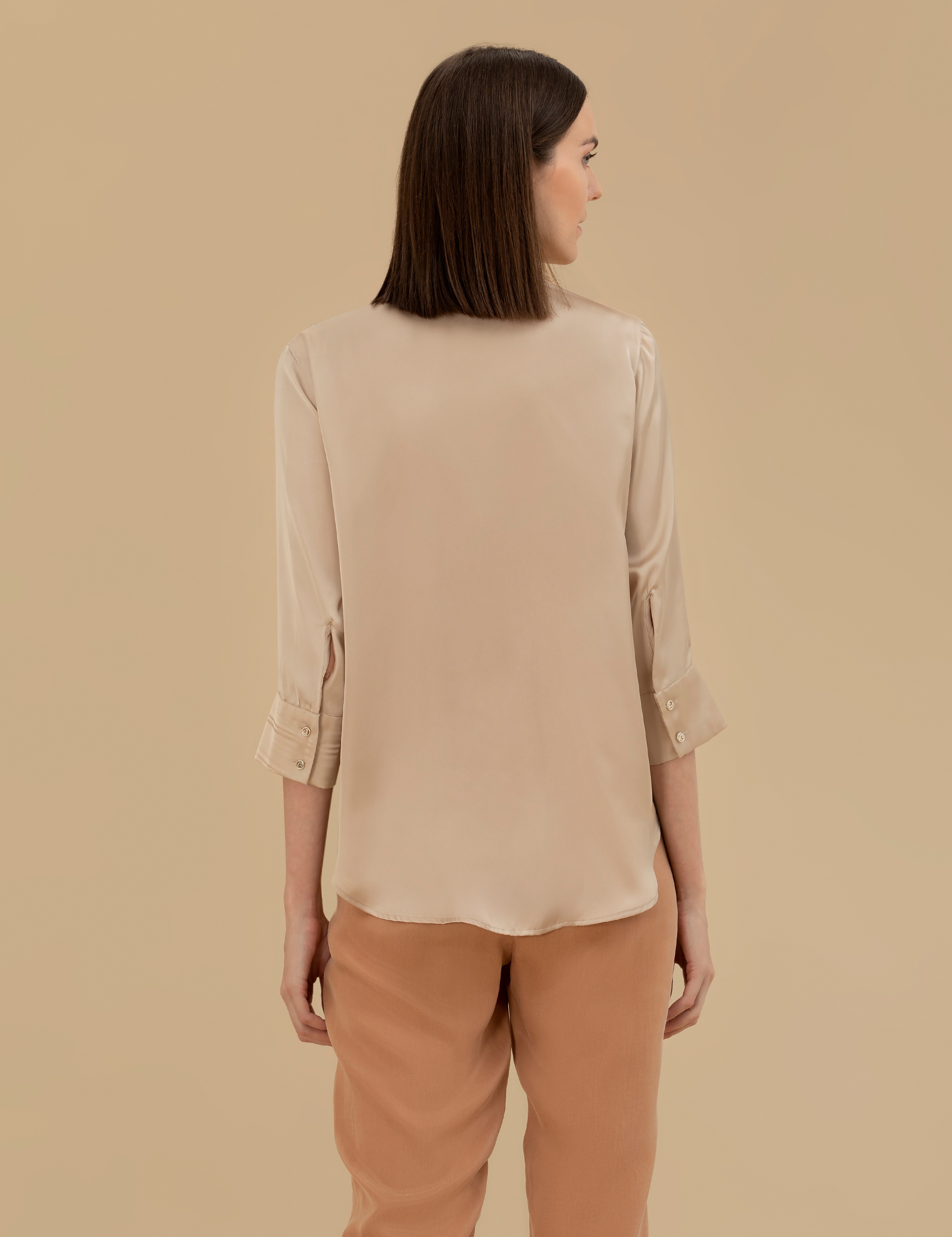 Kum Comfort Fit Saten Gömlek - Image 5