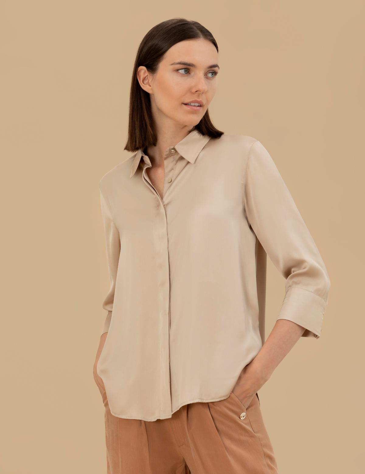 Kum Comfort Fit Saten Gömlek - 50262890043