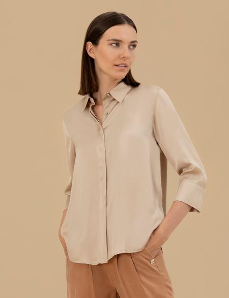 Kum Comfort Fit Saten Gömlek - 50262890043