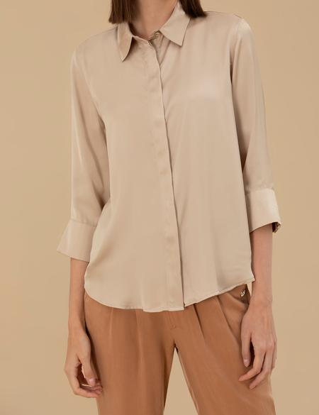 Kum Comfort Fit Saten Gömlek - 50262890043