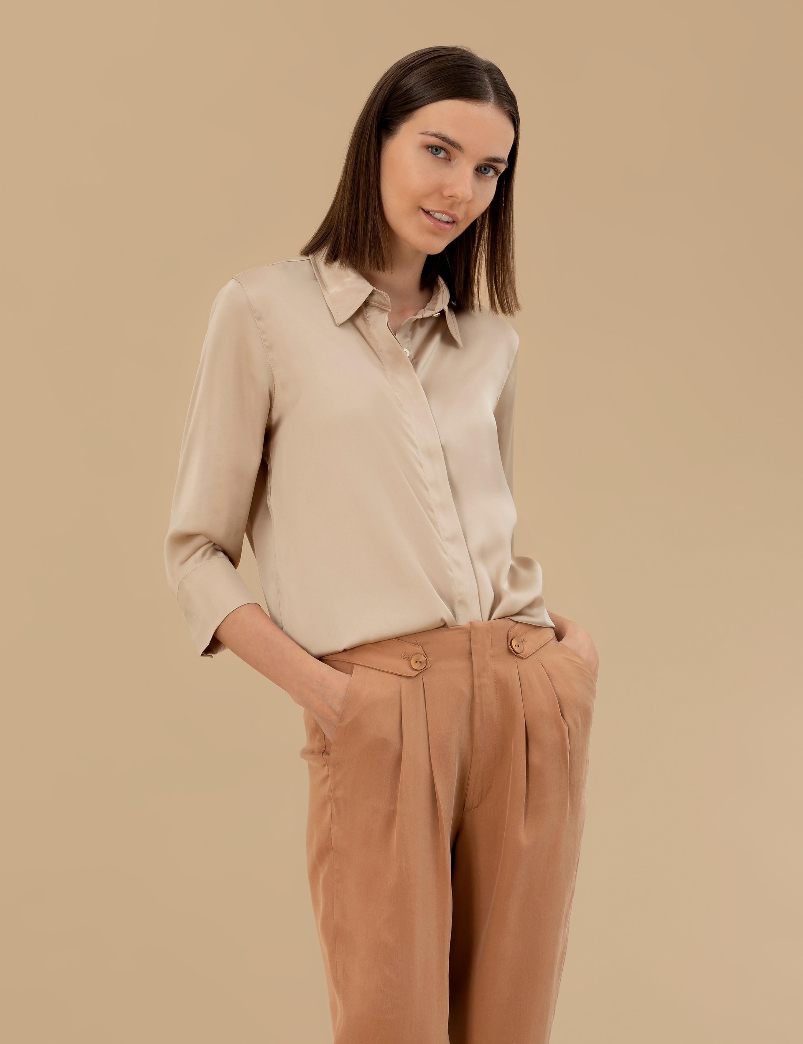 Kum Comfort Fit Saten Gömlek