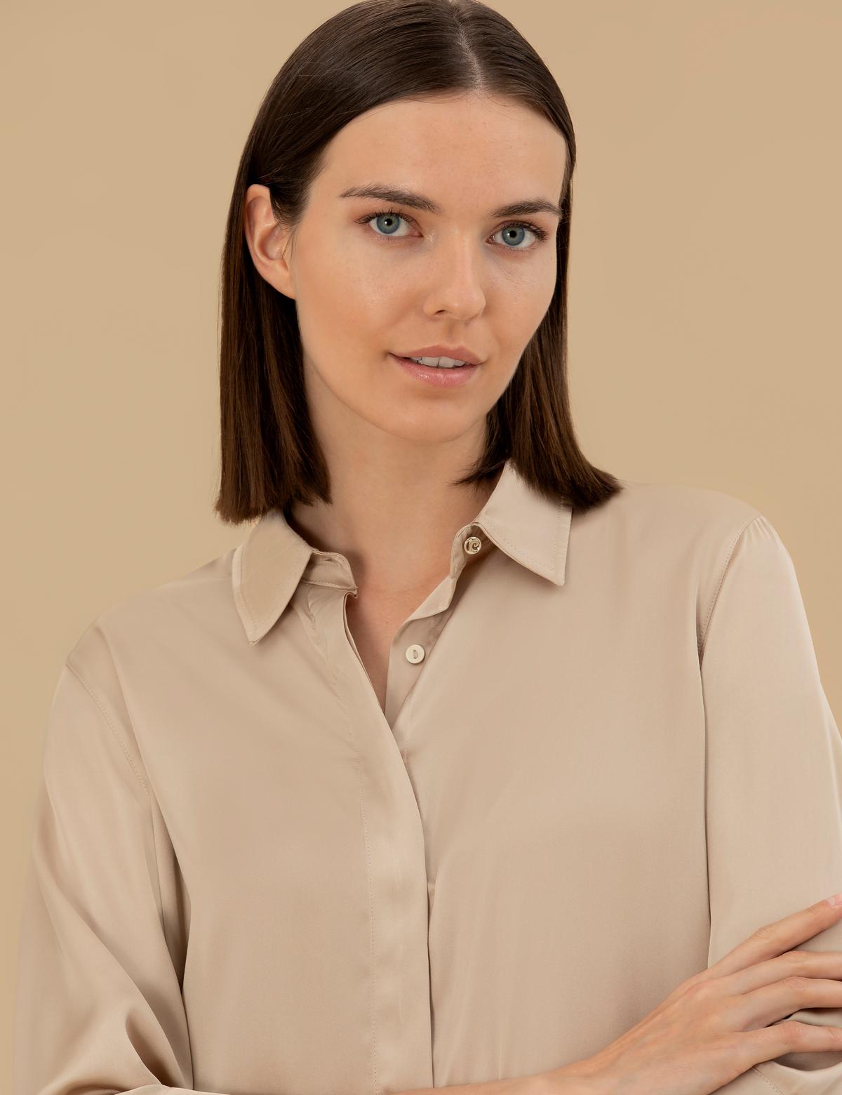 Kum Comfort Fit Saten Gömlek - 50262890043