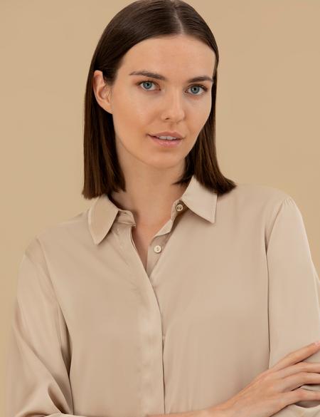 Kum Comfort Fit Saten Gömlek - 50262890043