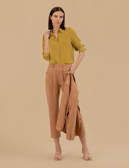 Yeşil  Cupro Comfort Fit Uzun Kollu Gömlek - 50262538034