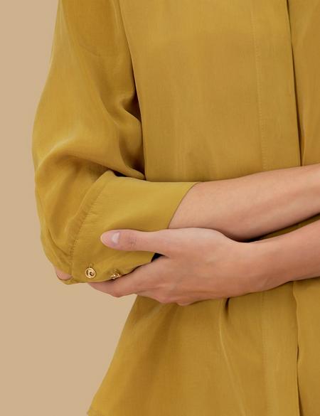 Yeşil  Cupro Comfort Fit Uzun Kollu Gömlek - 50262538034