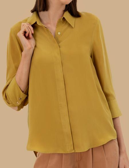 Yeşil  Cupro Comfort Fit Uzun Kollu Gömlek - 50262538034