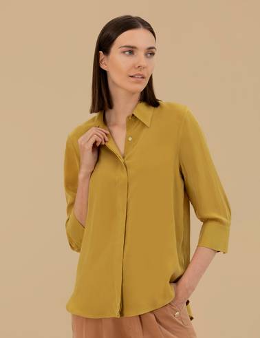 Yeşil Cupro Comfort Fit Uzun Kollu Gömlek