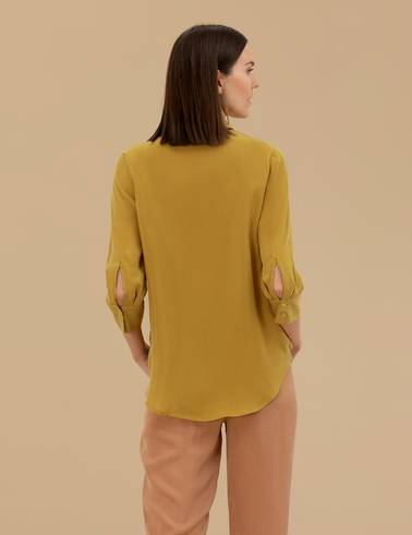 Yeşil Cupro Comfort Fit Uzun Kollu Gömlek