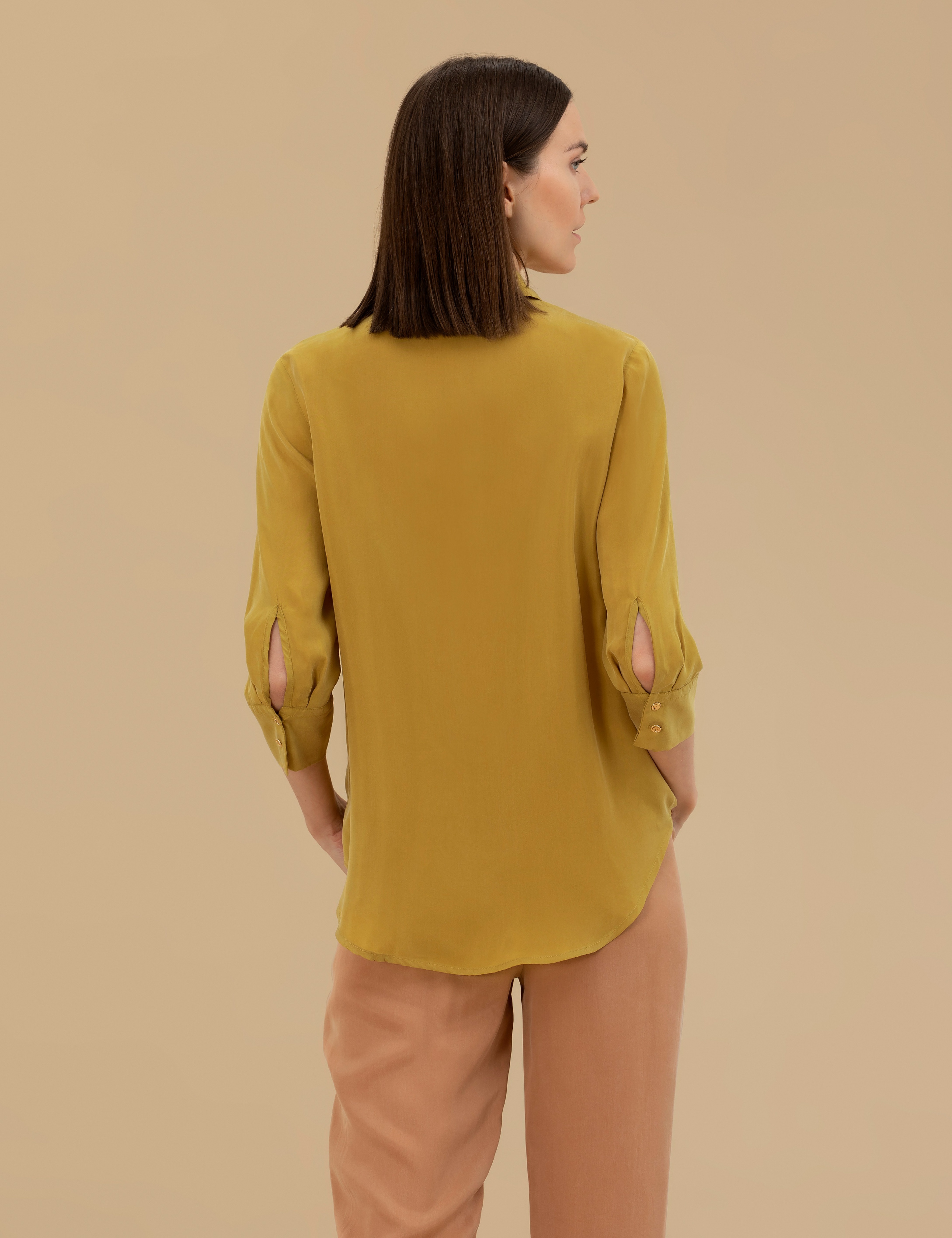 Yeşil  Cupro Comfort Fit Uzun Kollu Gömlek