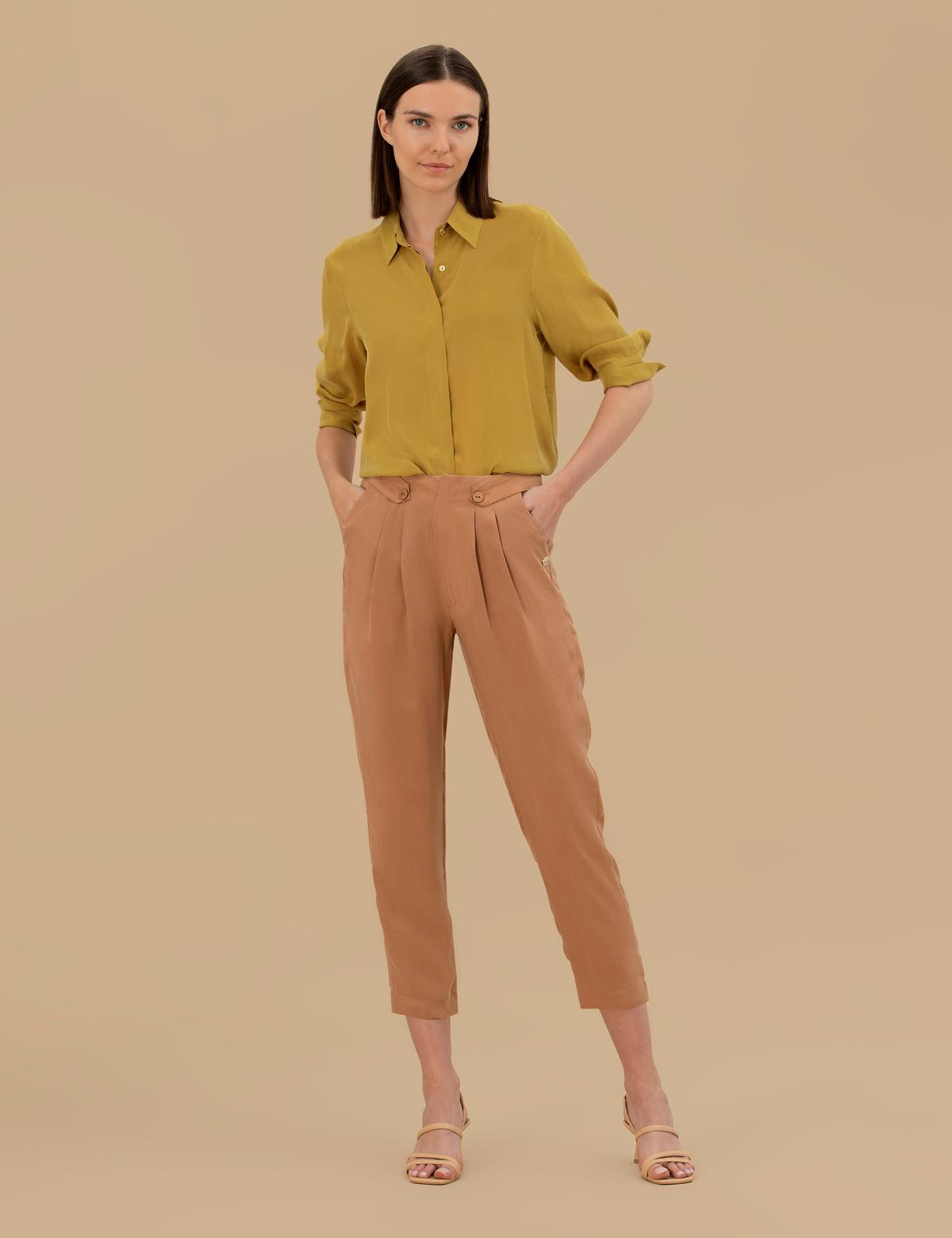 Kahverengi Kupro Kumaş Pantolon - 50262597020