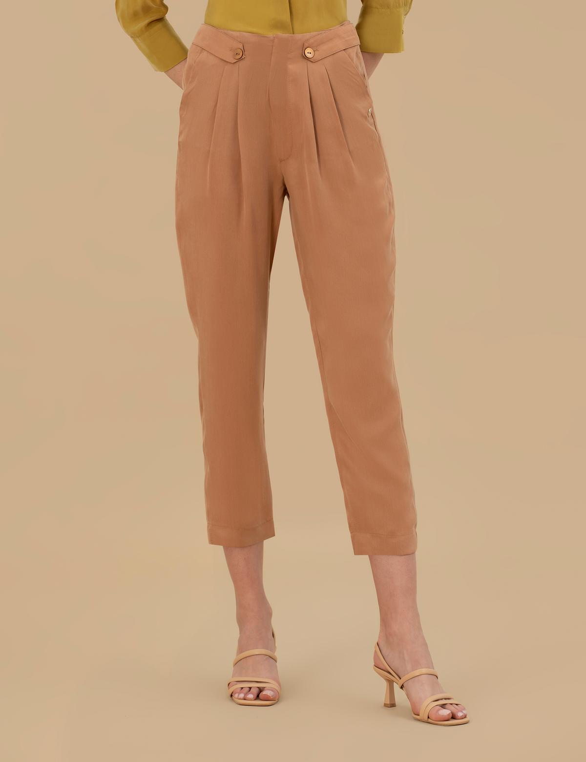 Kahverengi Kupro Kumaş Pantolon - 50262597020