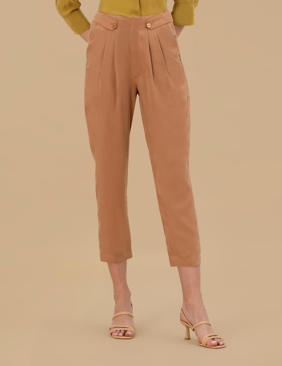 Kahverengi Kupro Kumaş Pantolon