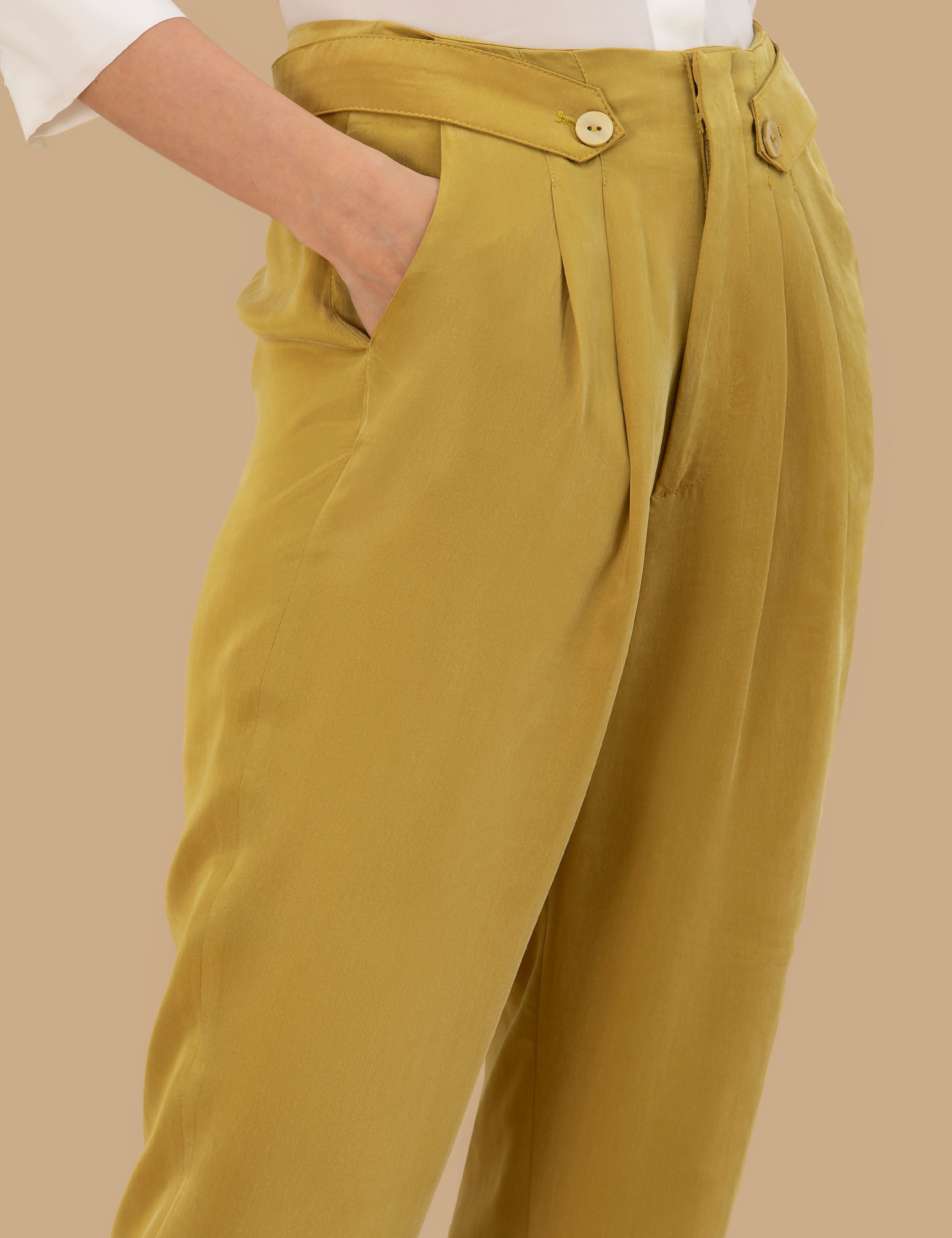 Yeşil Kupro Kumaş Pantolon - Image 5