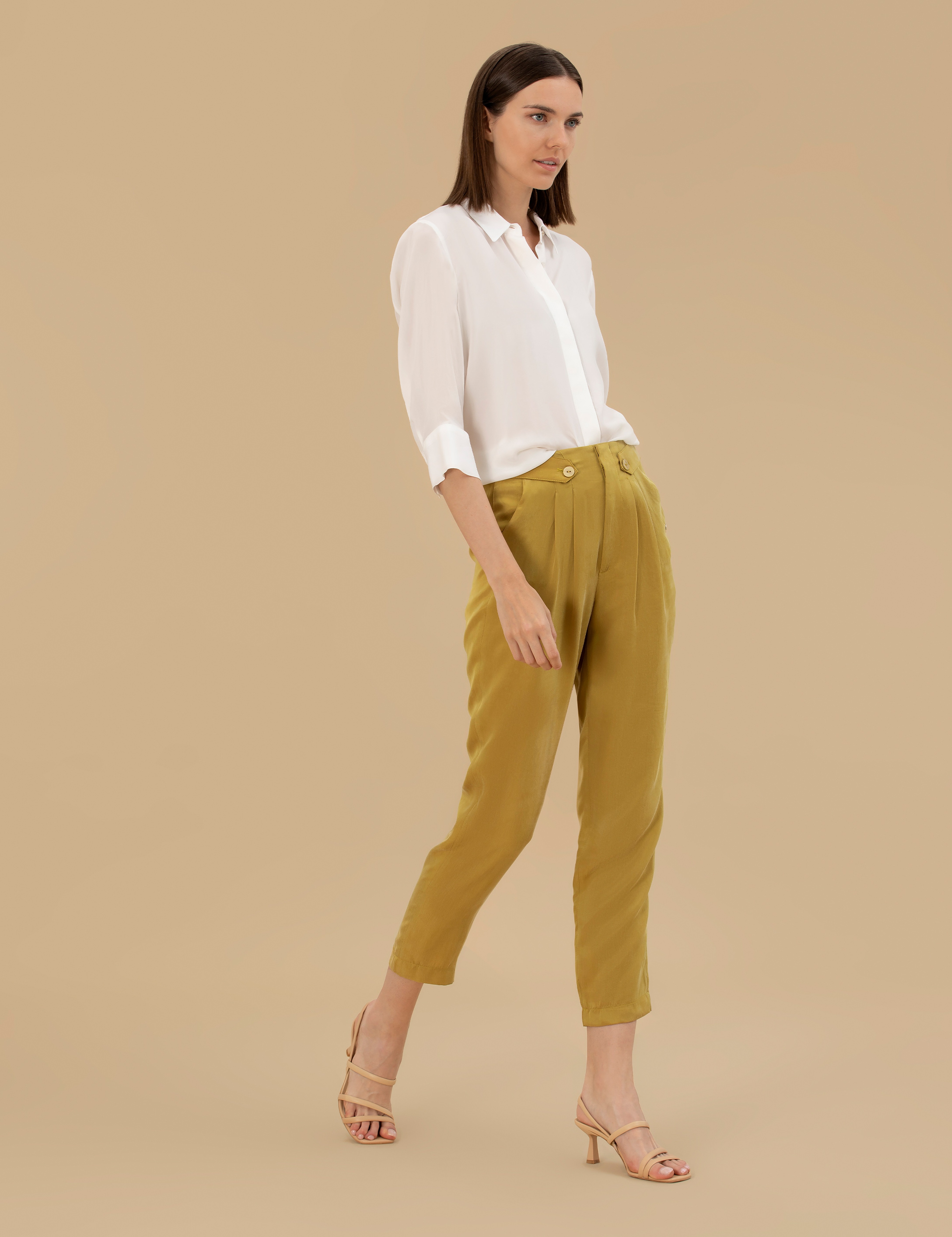 Yeşil Kupro Kumaş Pantolon - Image 3