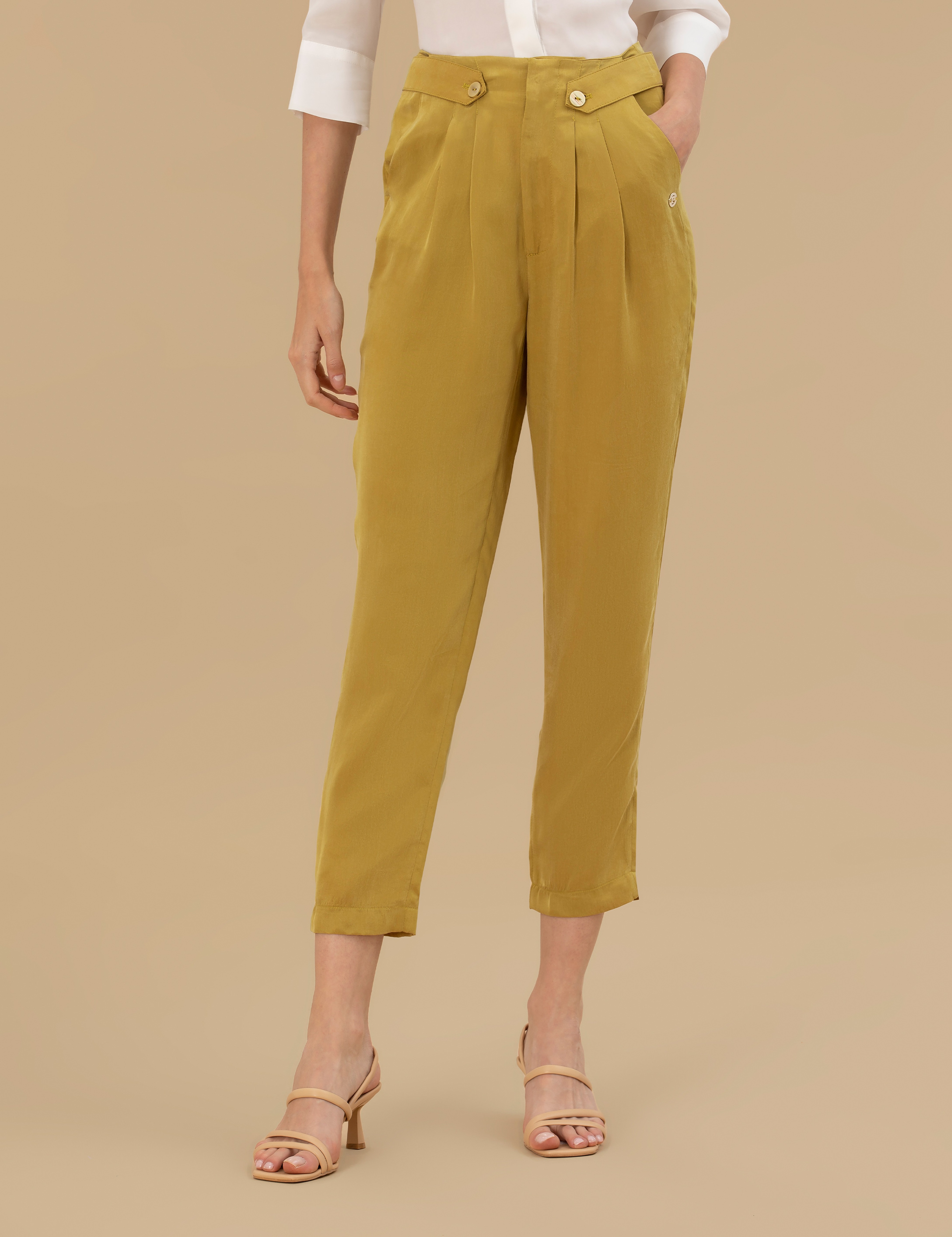 Yeşil Kupro Kumaş Pantolon - Image 2