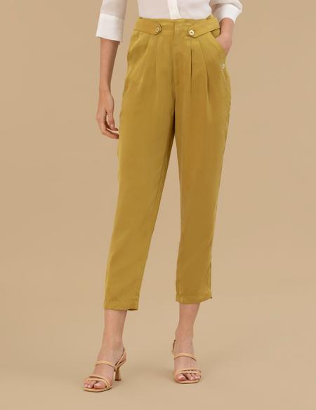 Yeşil Kupro Kumaş Pantolon - 50262597042