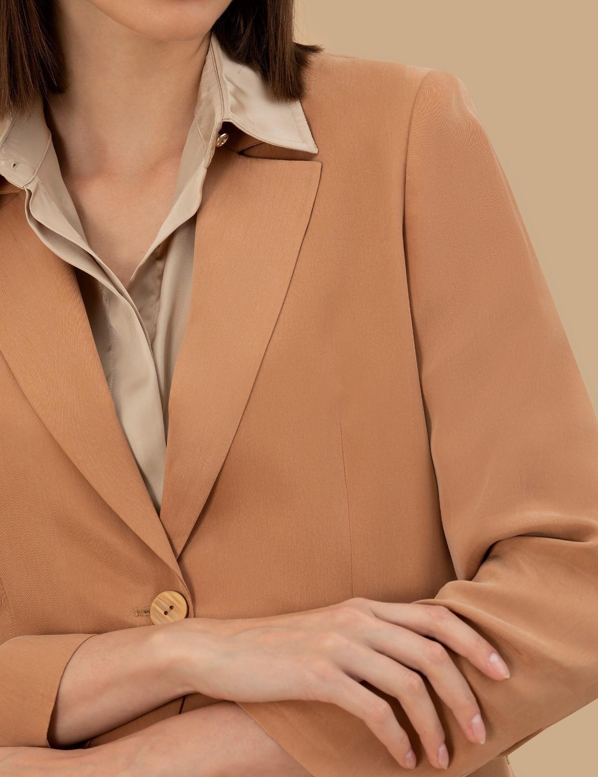 Kahverengi Kupro Regular Fit Ceket - 50262598019