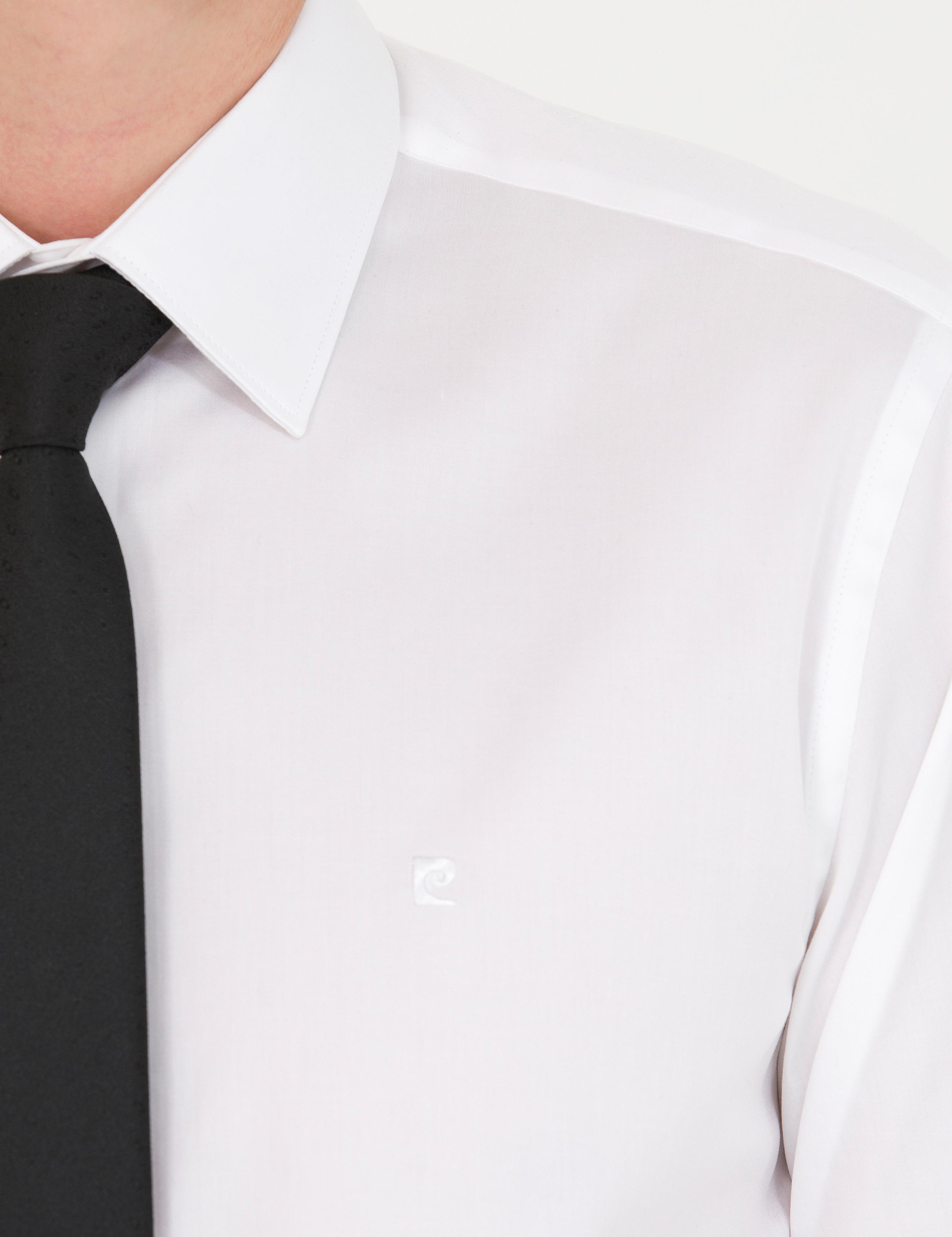 Beyaz Parlak Saten Slim Fit Uzun Kollu Basic Gömlek