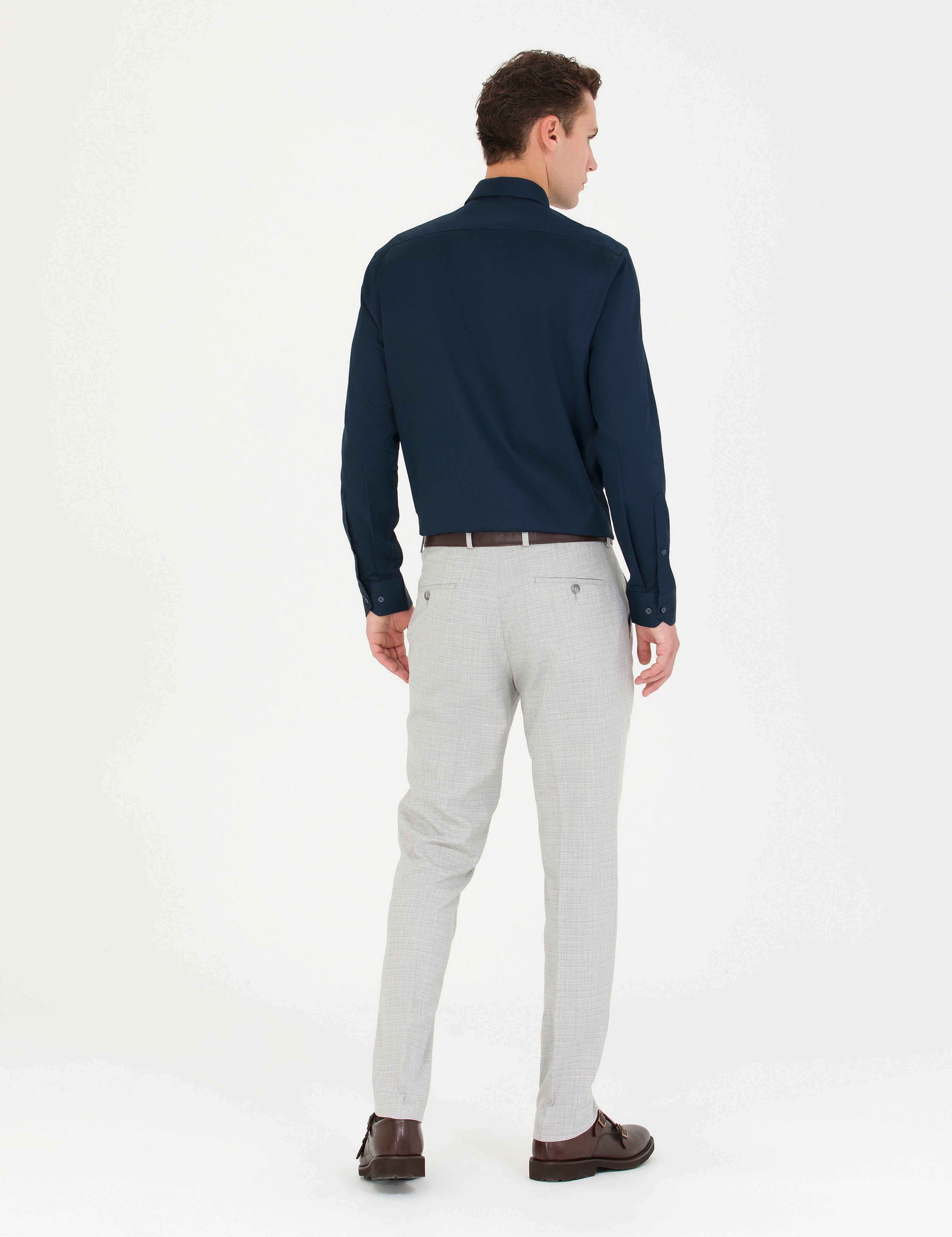 Gri Slim Fit Kumaş Pantolon - Image 4