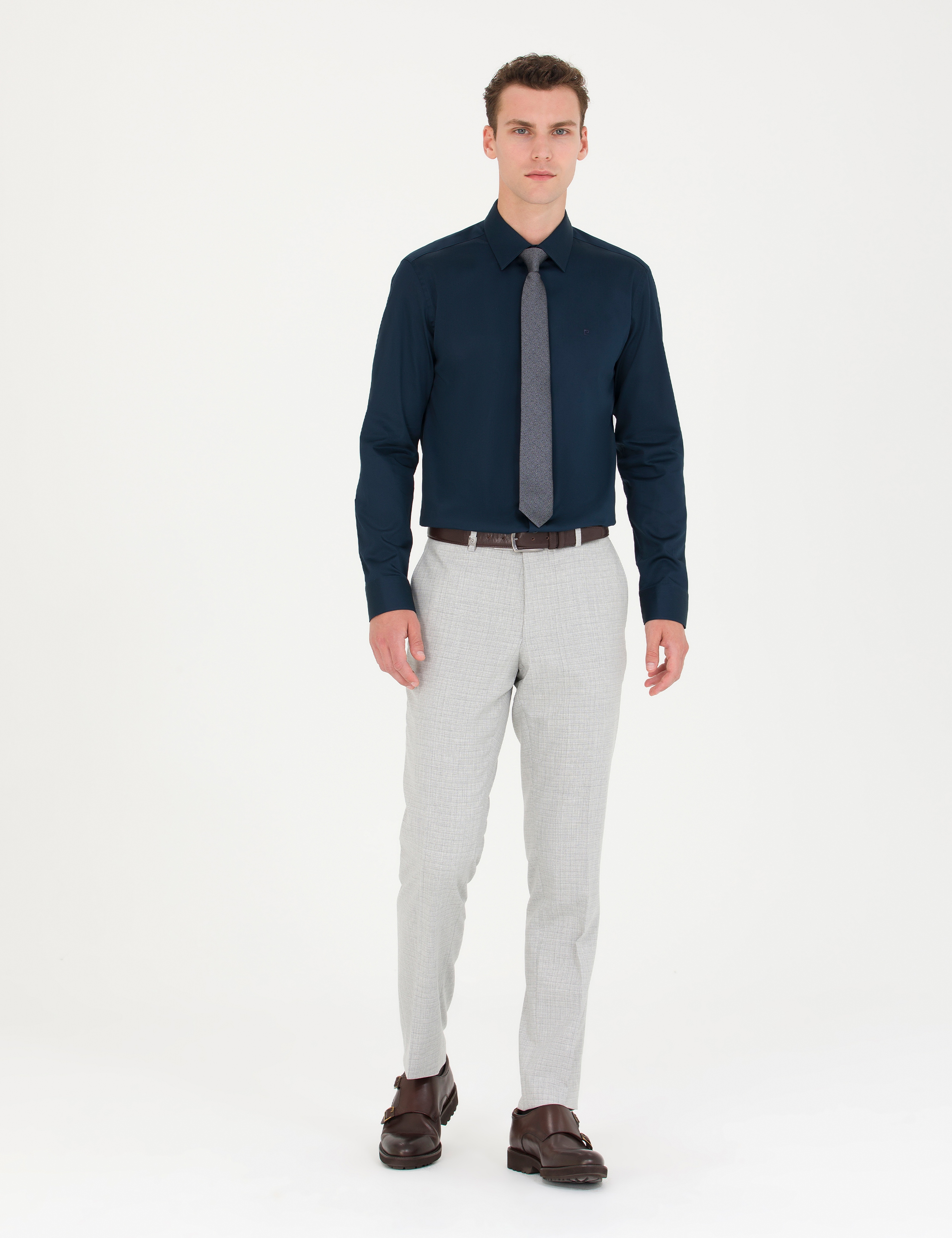 Gri Slim Fit Kumaş Pantolon - Image 1