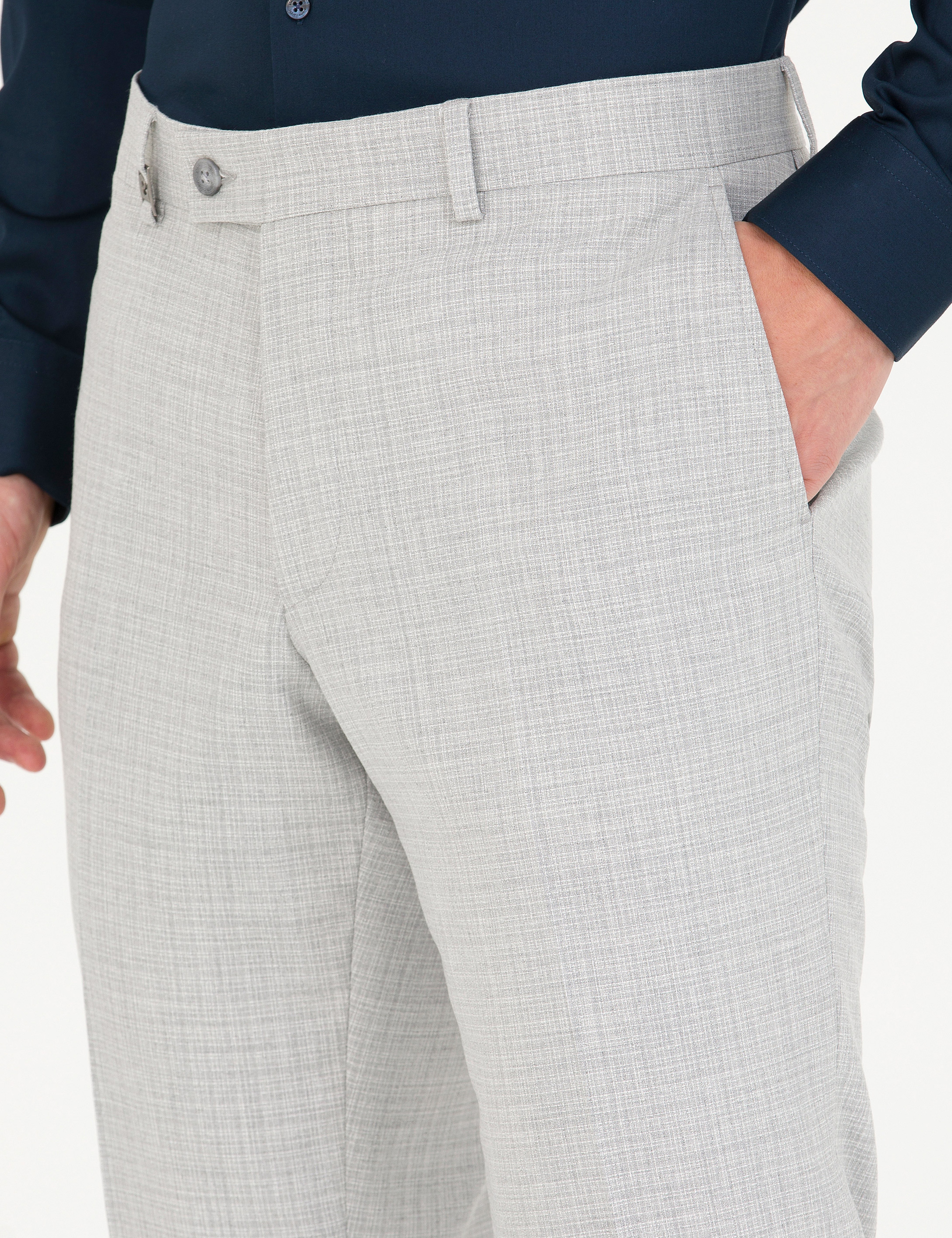Gri Slim Fit Kumaş Pantolon - Image 6