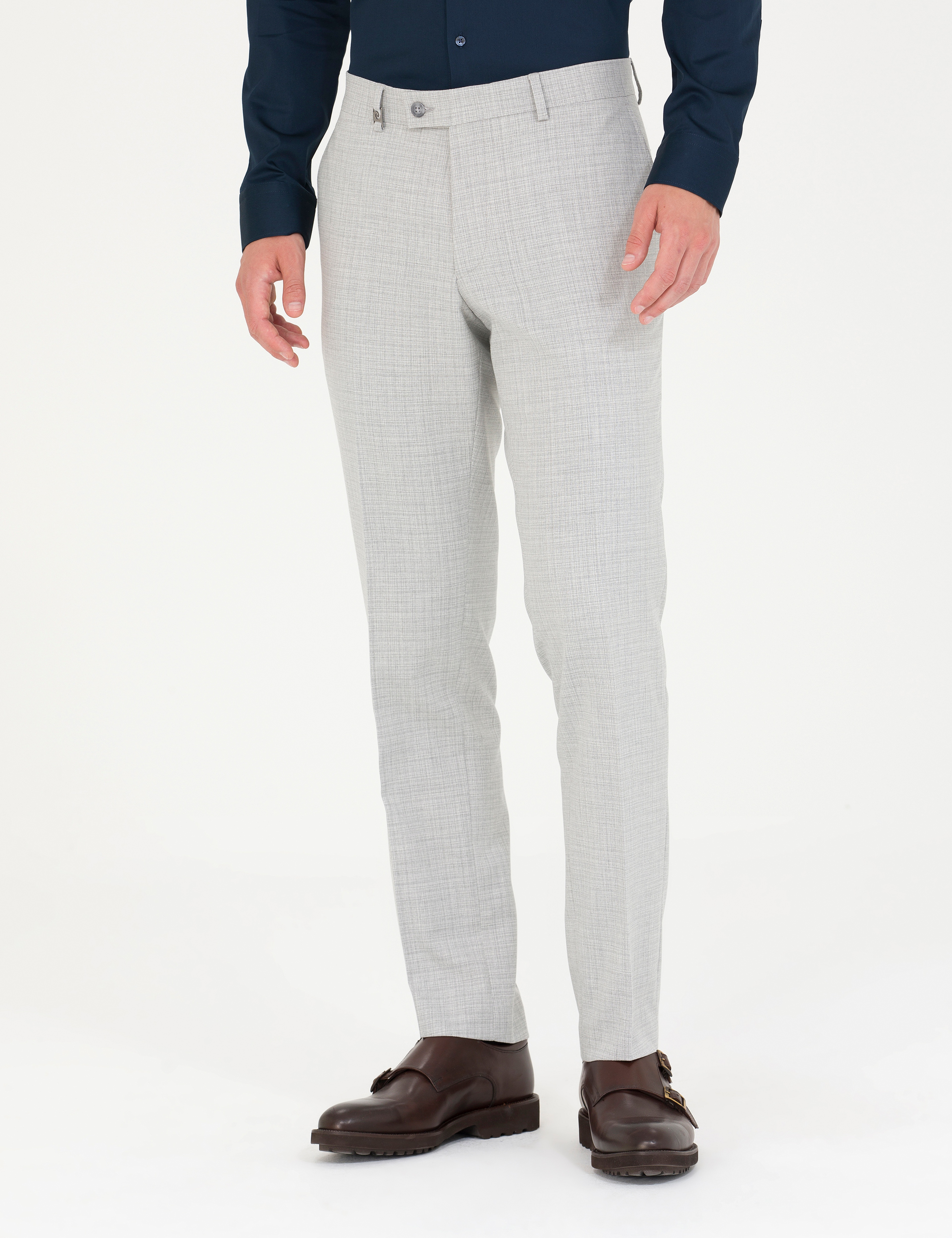 Gri Slim Fit Kumaş Pantolon - Image 2