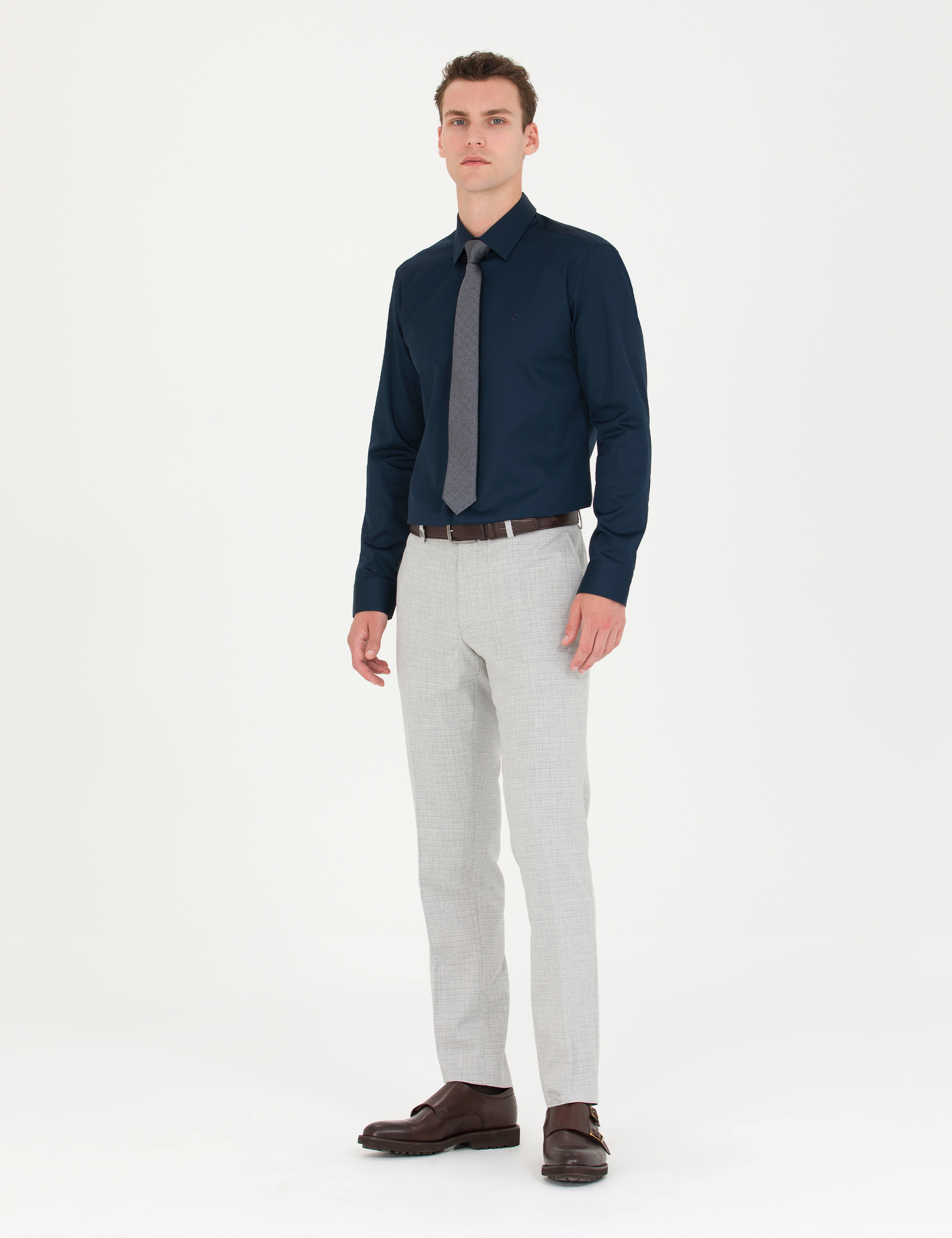 Gri Slim Fit Kumaş Pantolon - Image 3