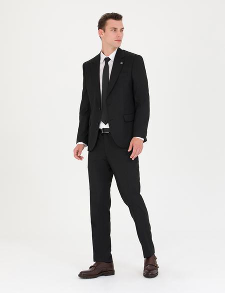 Siyah Klasik Çizgili Takım Elbise - 50275561011