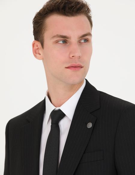 Siyah Klasik Çizgili Takım Elbise - 50275561011