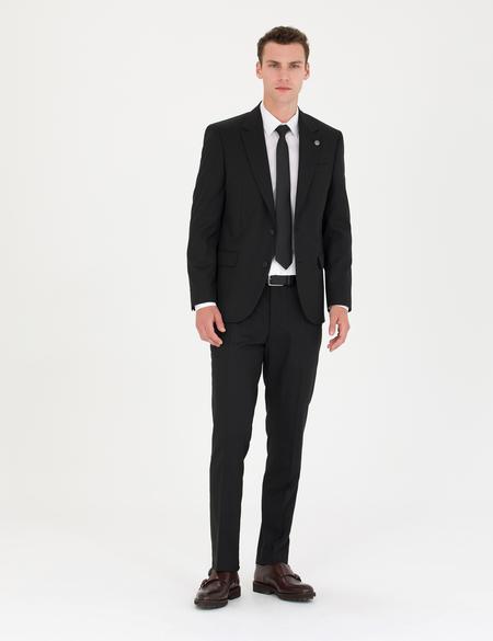 Siyah Klasik Çizgili Takım Elbise - 50275561011