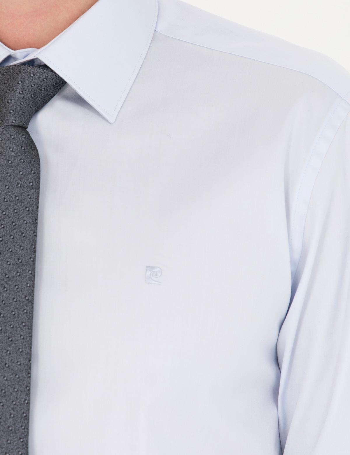 Açık Mavi Parlak Saten Slim Fit Uzun Kollu Basic Gömlek - 50277147007