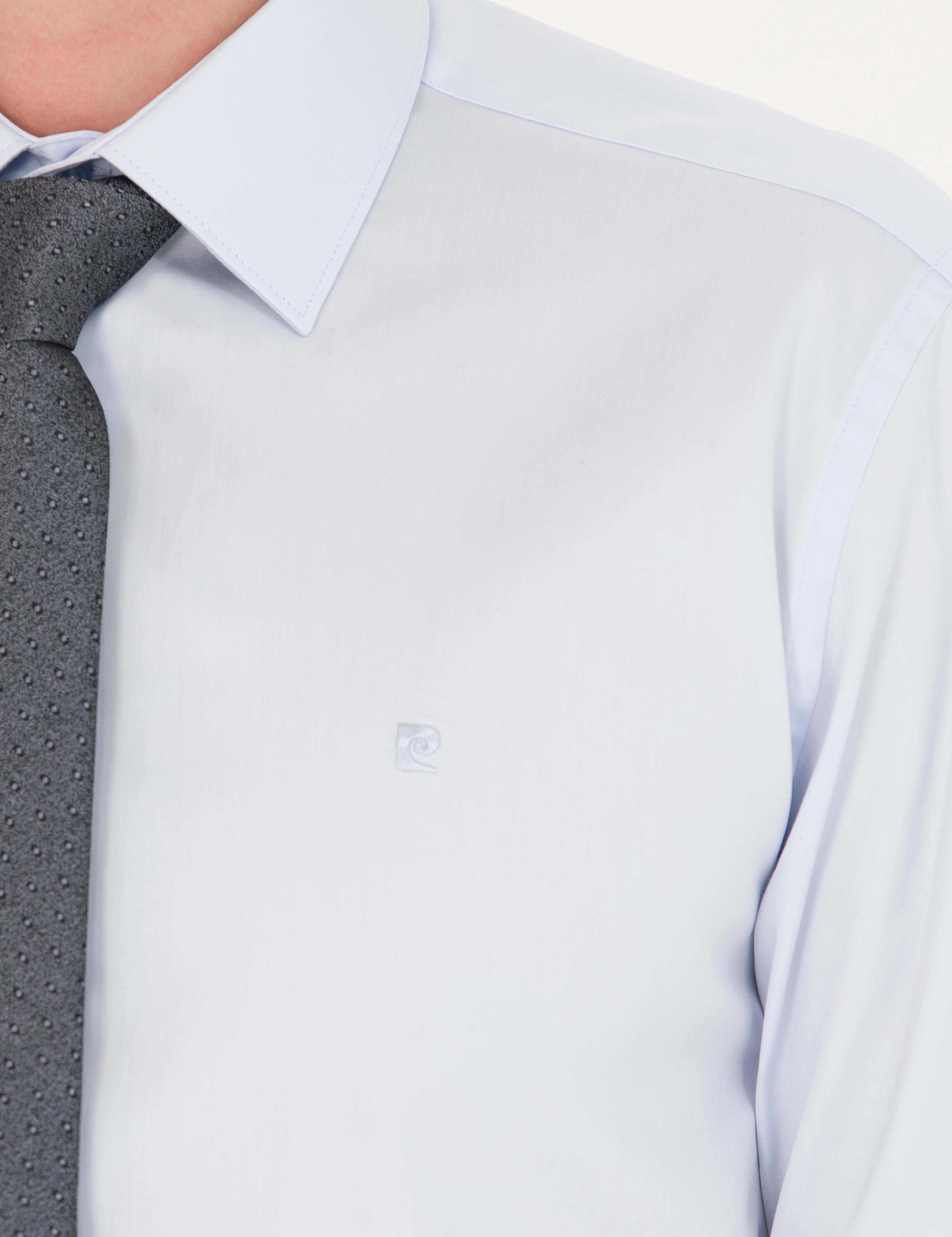 Açık Mavi %100 Pamuk Parlak Saten Slim Fit Uzun Kollu Basic Gömlek - Image 7