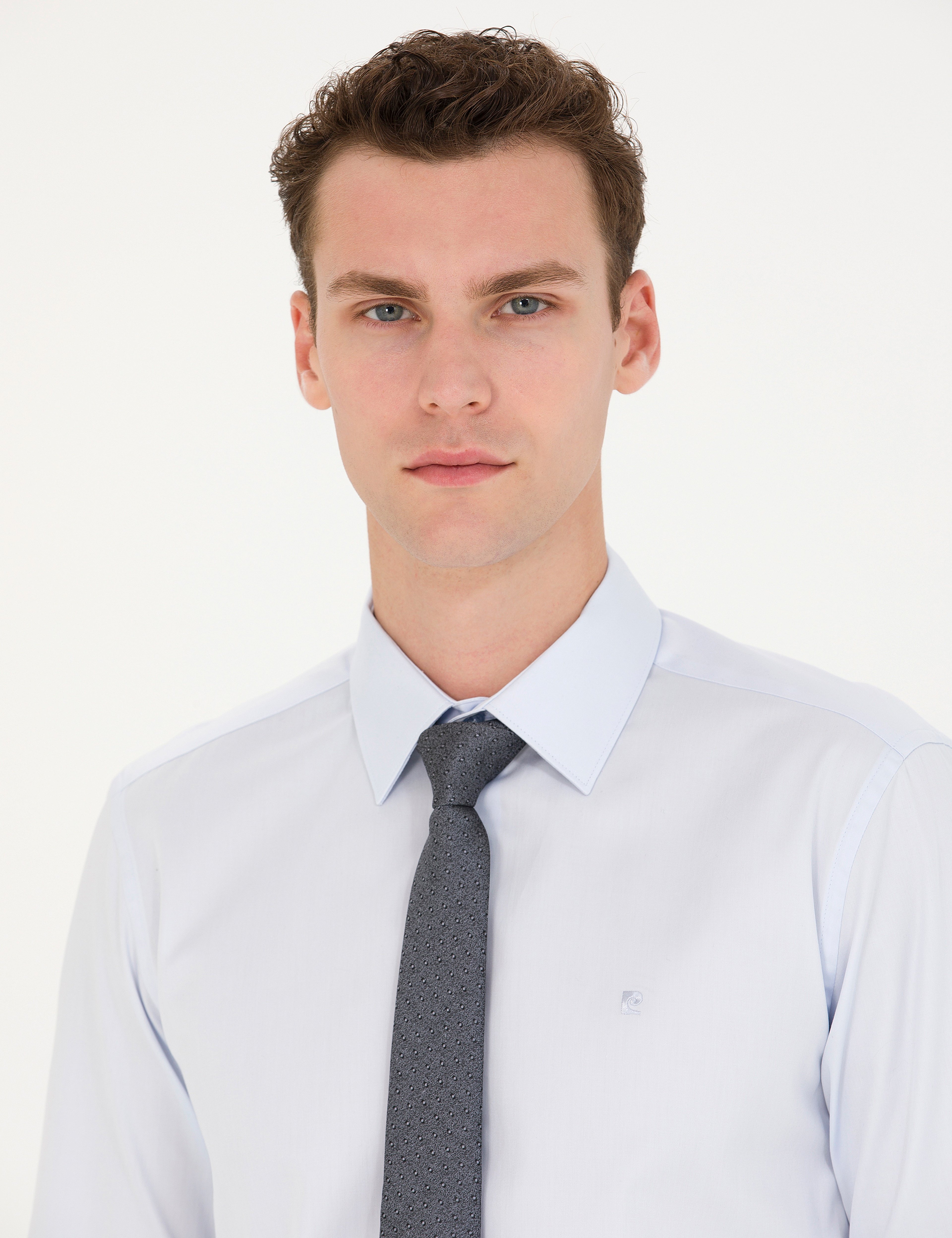 Açık Mavi %100 Pamuk Parlak Saten Slim Fit Uzun Kollu Basic Gömlek