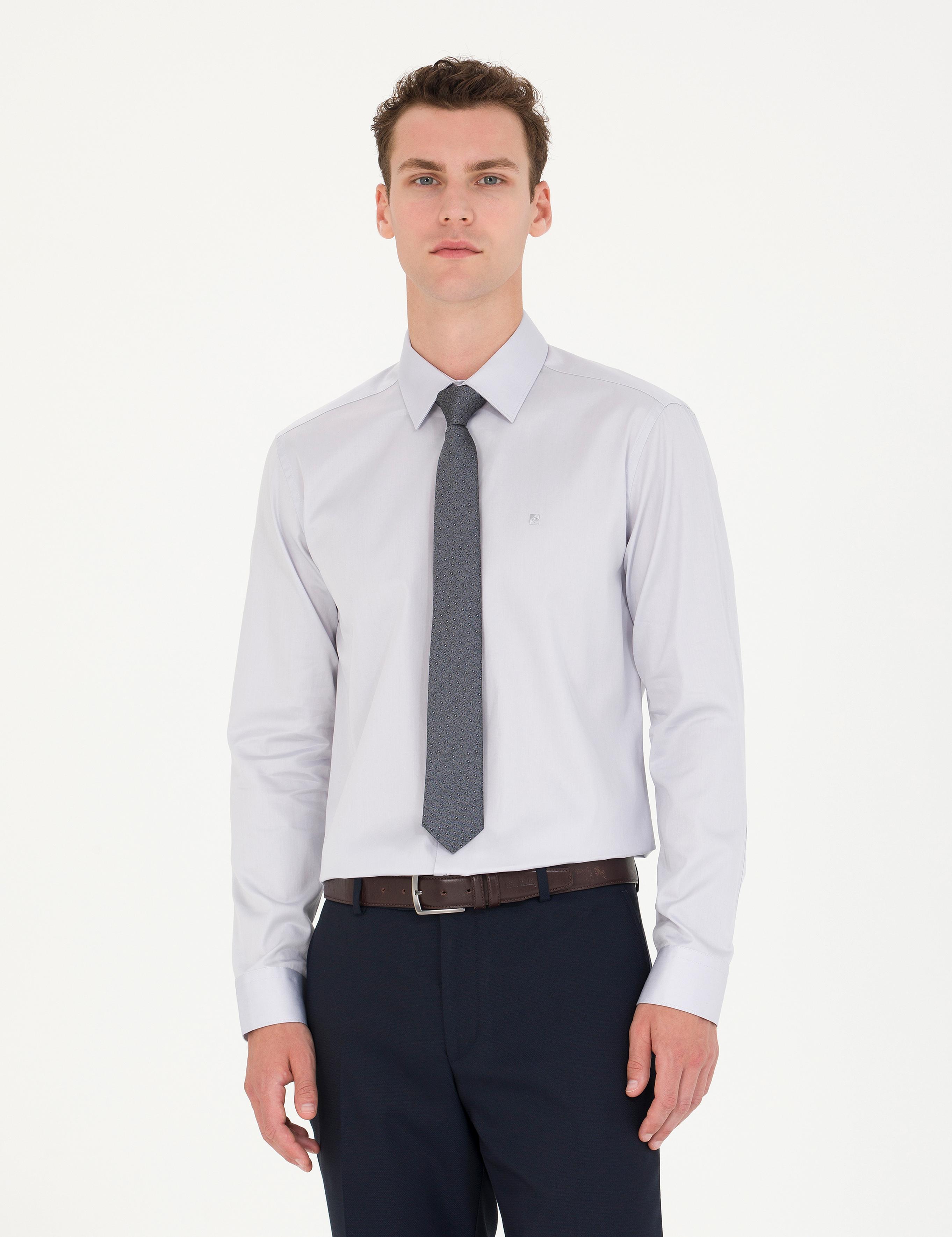 Gri Slim Fit Uzun Kollu Basic Gömlek