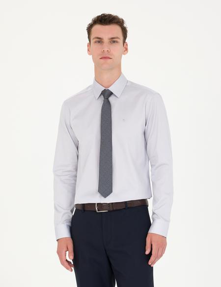 Gri Slim Fit Uzun Kollu Basic Gömlek - 50277147047