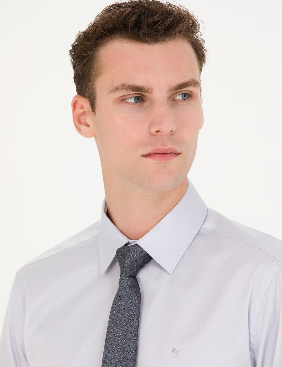 Gri Slim Fit Uzun Kollu Basic Gömlek