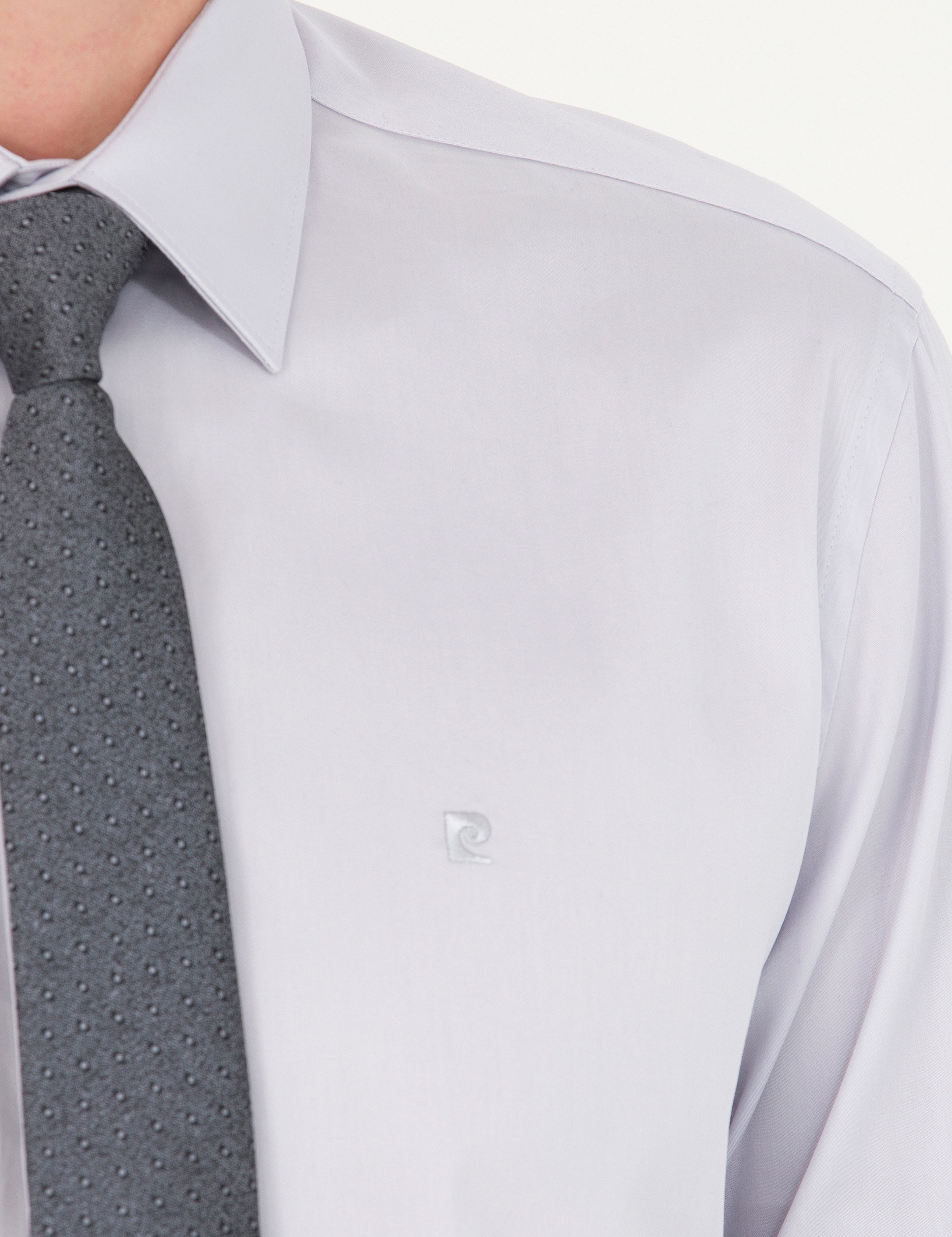 Gri %100 Pamuk Slim Fit Uzun Kollu Basic Gömlek - Image 7