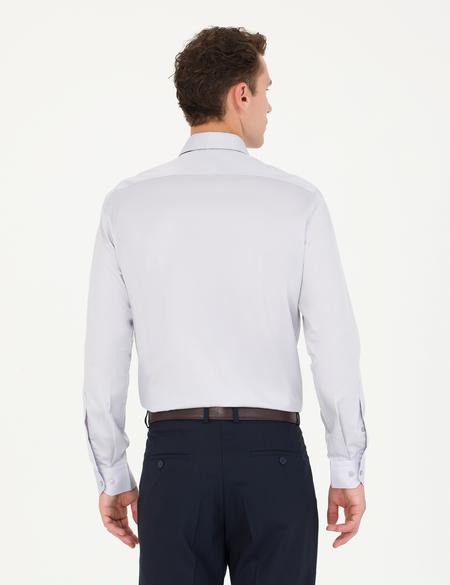 Gri Slim Fit Uzun Kollu Basic Gömlek - 50277147047