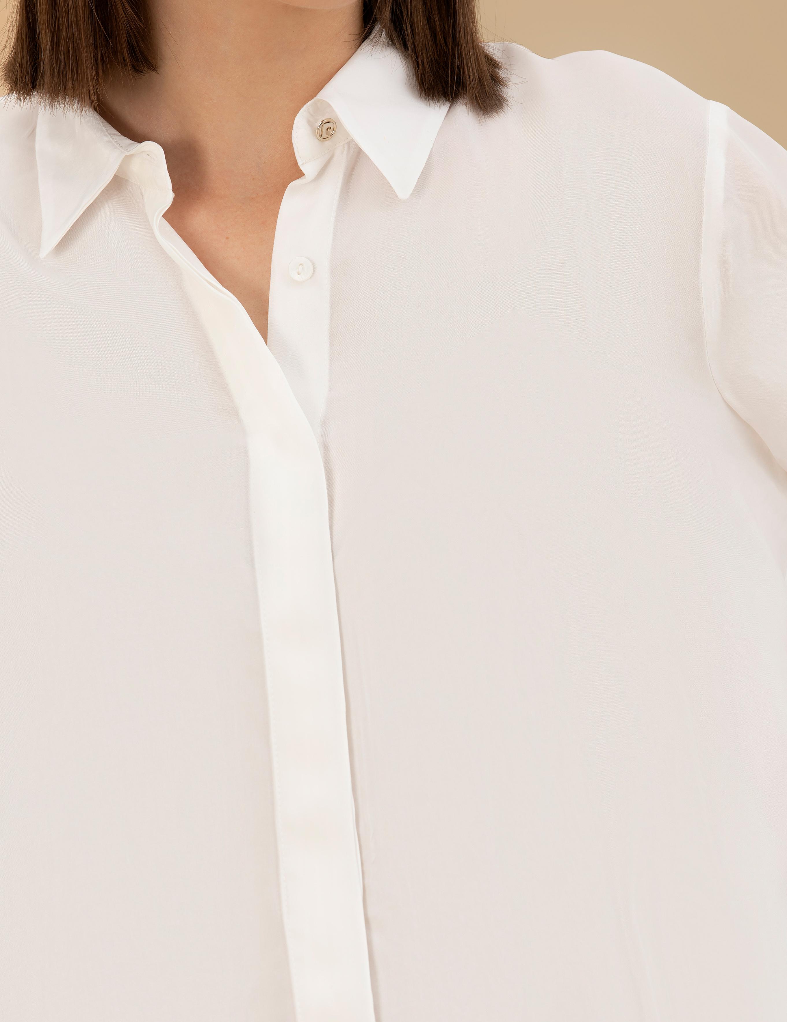 Beyaz Cupro Comfort Fit Uzun Kollu Gömlek
