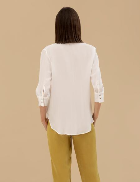 Beyaz Cupro Comfort Fit Uzun Kollu Gömlek - 50262538028