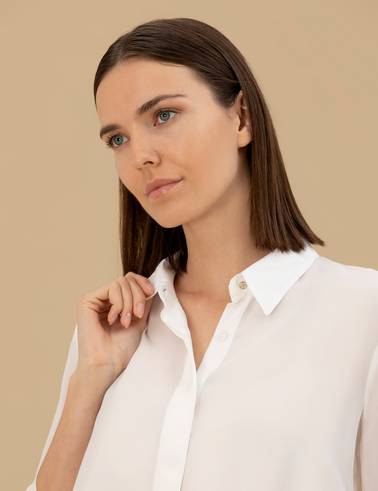 Beyaz Cupro Comfort Fit Uzun Kollu Gömlek