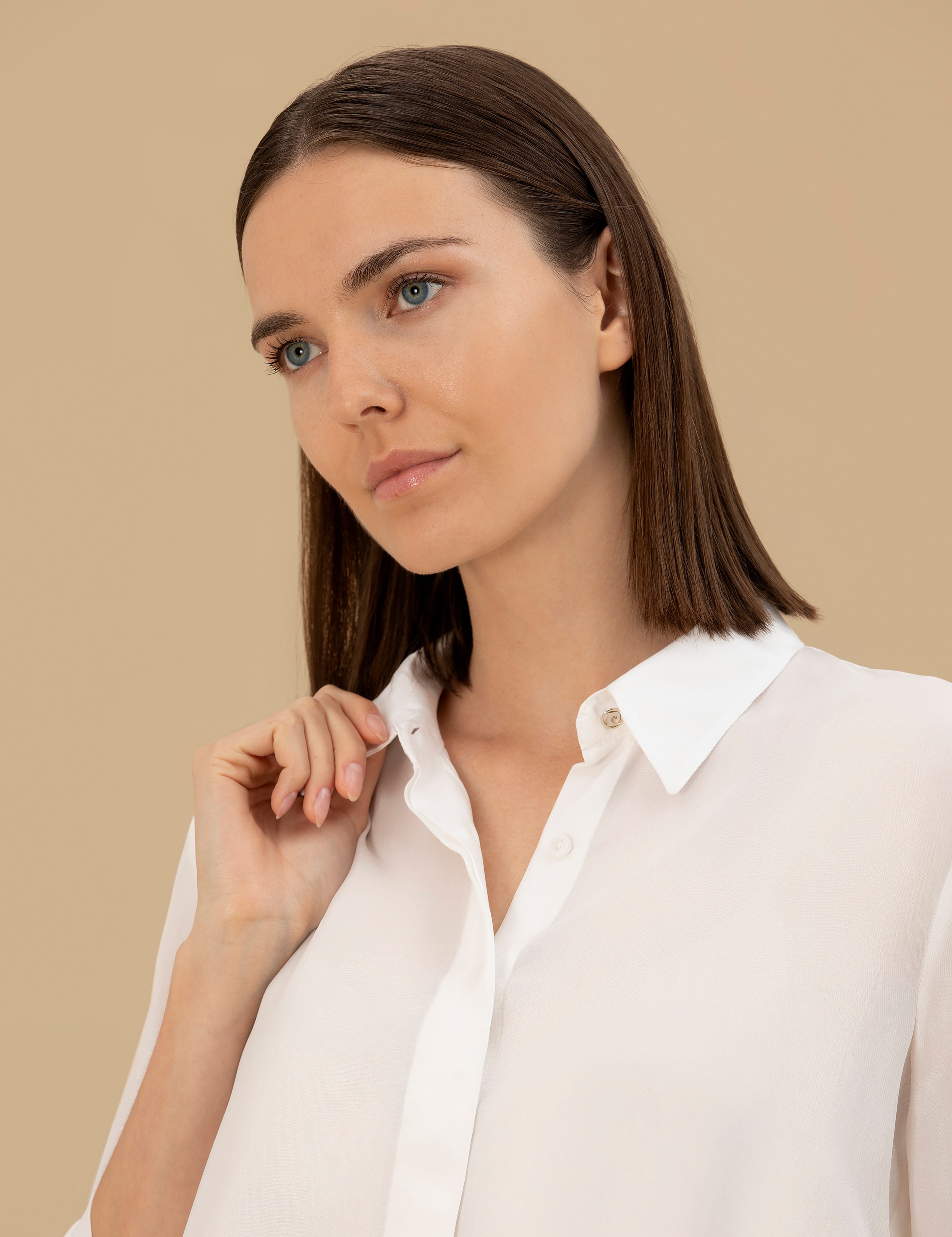 Beyaz Cupro Comfort Fit Uzun Kollu Gömlek - Image 3