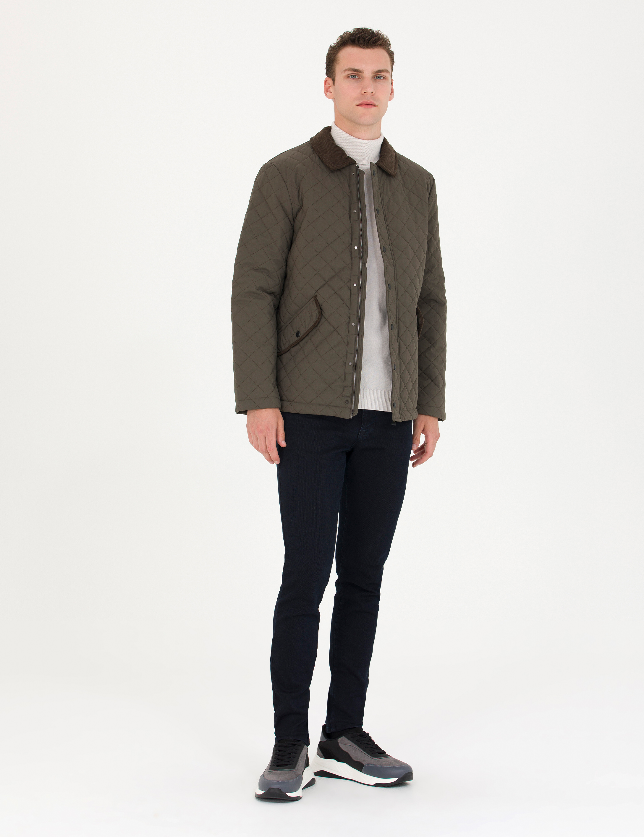 Pierre Cardin Haki Kapitone Mont görsel 4